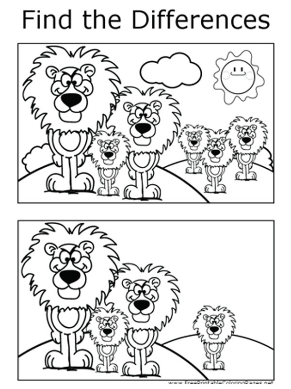 Look for the difference: Lion Coloring page