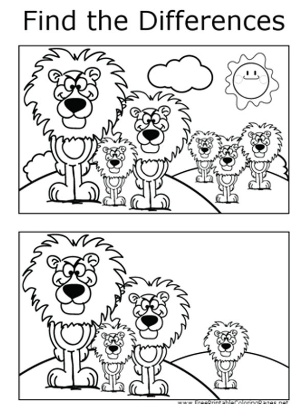 Look for the difference: Lion Coloring page Look for the difference: Lion Coloring page