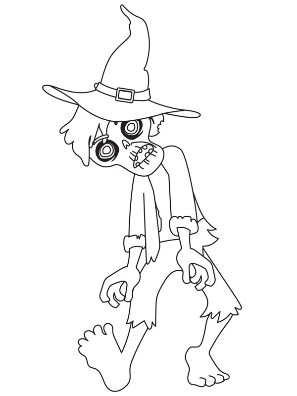 Zombie with witch hat Coloring page Zombie with witch hat Coloring page