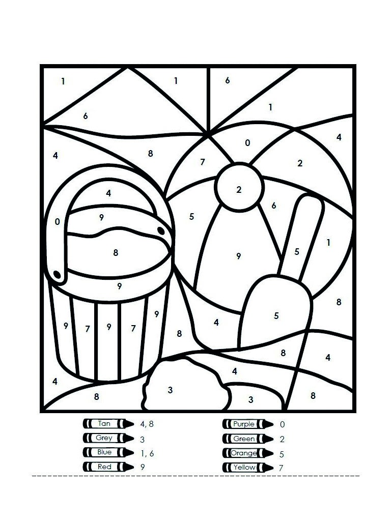 summer color on number Coloring page