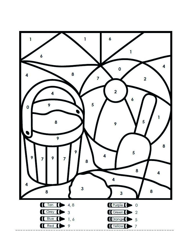 summer color on number Coloring page summer color on number Coloring page