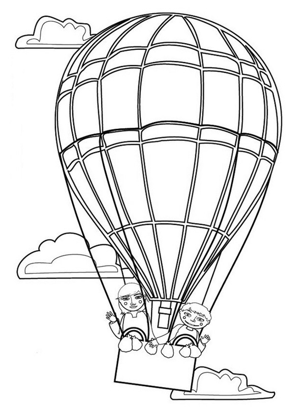 Waving from a hot air balloon Coloring page Waving from a hot air balloon Coloring page