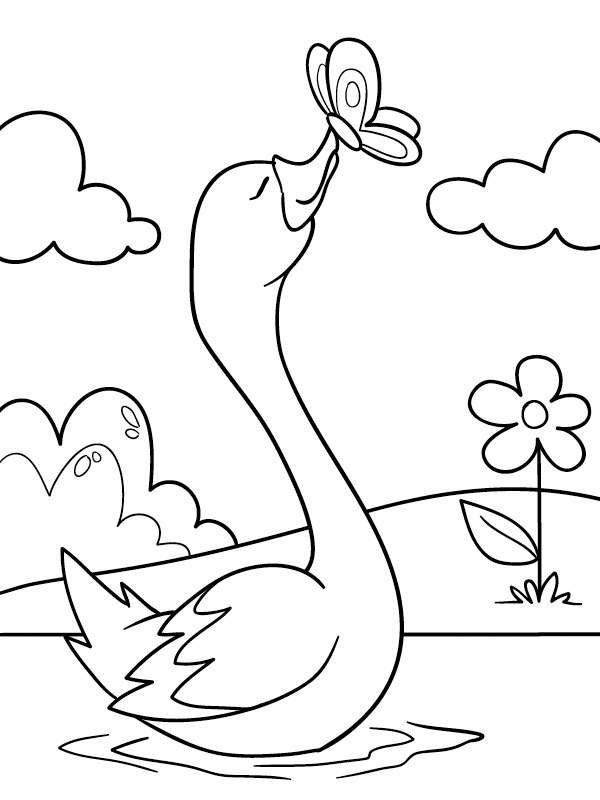 Swann kisses butterfly Coloring page Swann kisses butterfly Coloring page